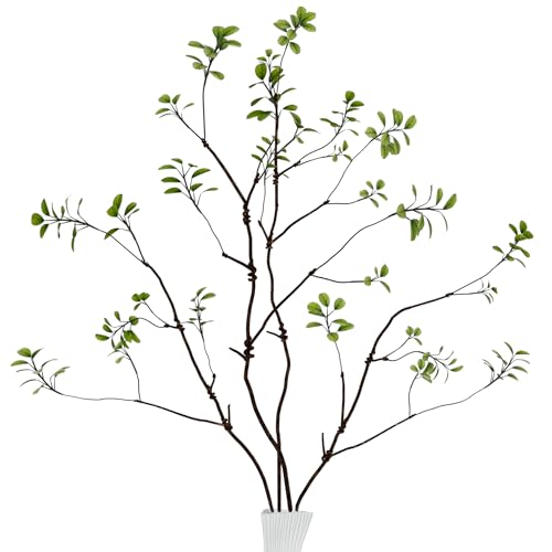 AENTGIU Faux Greenery Stems Branches for Vases 4 Pcs Realistic Ficus Branches Fake Eucalyptus Stems TwigStyle Fake Plants for Vase Fillers Centerpieces and Home Decor - Image 1