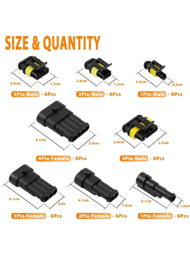 Loquat 352 Pcs 26 Kits Electrical Connectors, Waterproof Automotive Motorcycle Electrical Wire Connector Terminals, 1 2 3 4 Pin Truck Harness Plug Car Spark Plug Connector for Car, Truck - Image 2