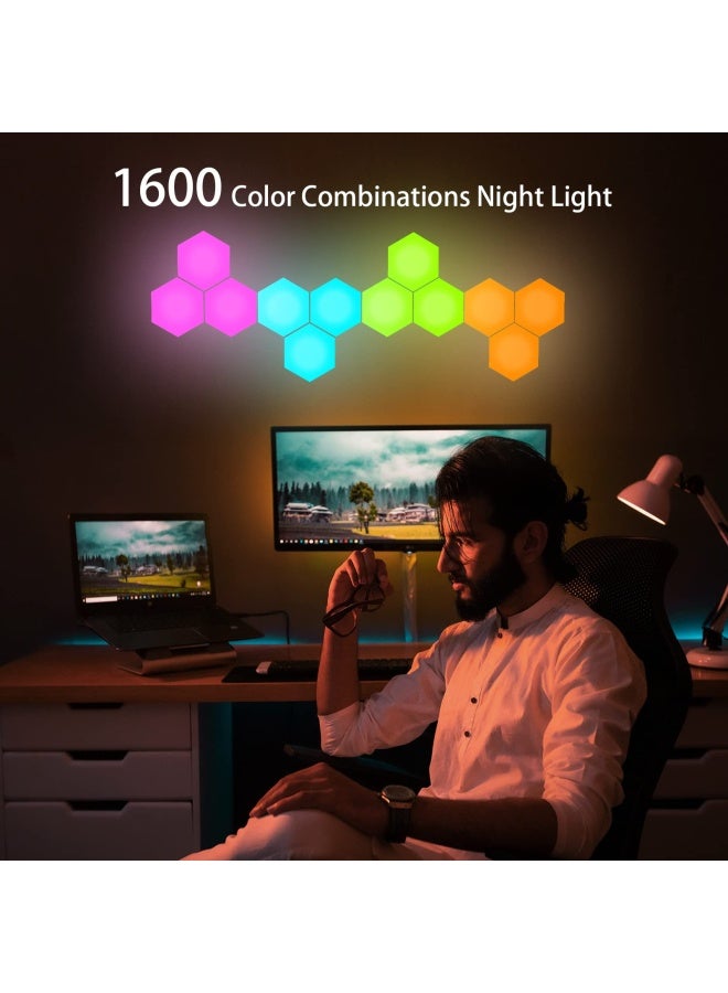 Yxqua Hexagonal Wall Light Modular Touch Sensitive Lights Creative Geometry Assembly Led Hexagon Lights Suitable For Iving Room Bedrooms Diy Lovers Gifts 6 Pack  - Image 3