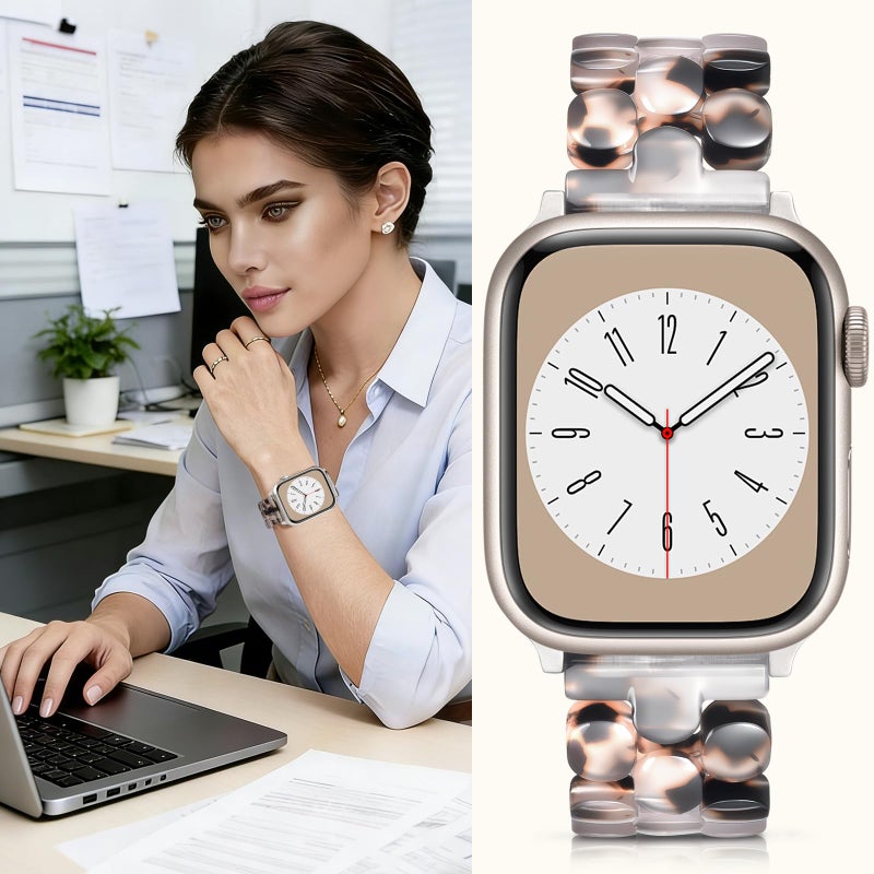 V-MORO Compatible with Apple Watch Band 40mm/41mm/42mm/38mm Women cute lightweight Resin Band Strap Fashion Dressy Bracelet Wristband for iWatch Series 11 10 9 8 7 6 5 4 3 2 1 SE(Clear Tortoisel) - Image 3