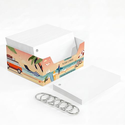 Turron Premium Blank Index Flash Cards | Punched with Binder Rings for Study, Notes & Revision (300, White, 3 x 5 Inch, Plain) - Image 2