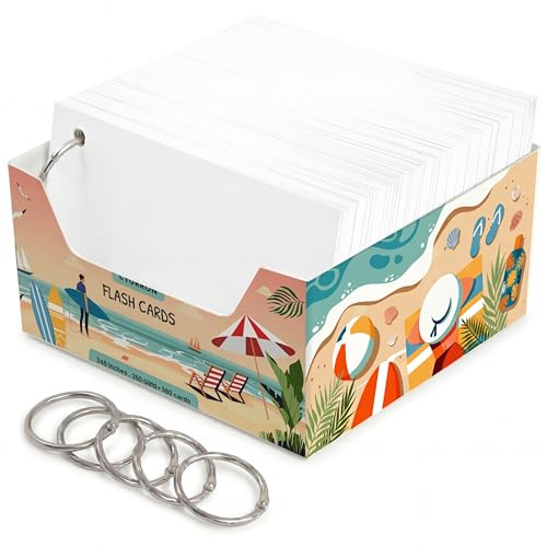 Turron Premium Blank Index Flash Cards | Punched with Binder Rings for Study, Notes & Revision (300, White, 3 x 5 Inch, Plain) - Image 1