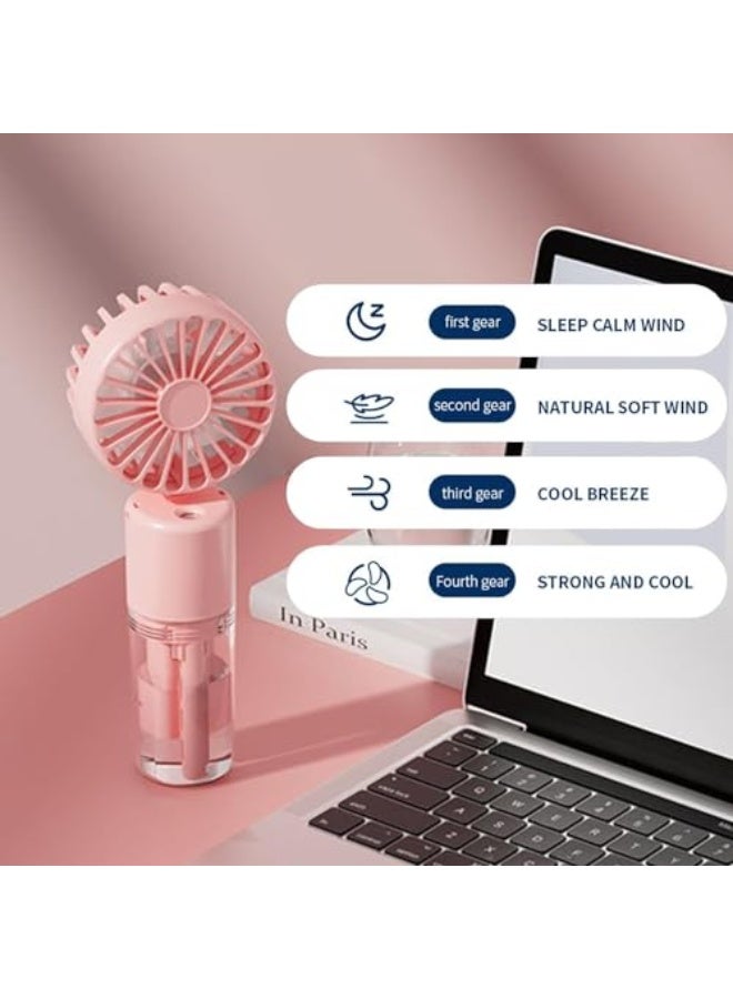 DMG TECH Handheld Fan, Rechargeable Misting Hand Fan, Multi-purpose for Portable Mini Mister Fan, 4 Speeds & 20ml Spray & 90° Foldable USB Personal Water Fan for Travel Office Outdoor (Red)  - Image 4