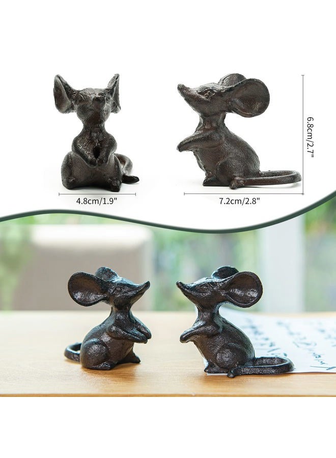 Sungmor Cast Iron Little Cut Mouse Ornament - Decorative & Lovely Figurine Indoor Outdoor Statues - Interesting Animal Sculpture Home Decoration - 2PC PACK & Brown Color - Image 5