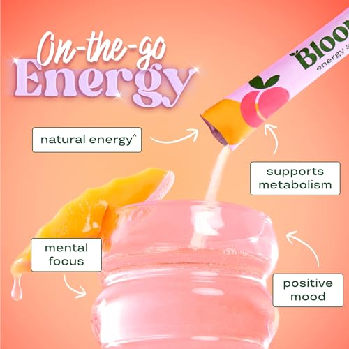 Bloom Nutrition Energy Drink Powder Packets, Sugar Free Energy Drink Mix with L-Theanine, B Vitamins & Natural Caffeine, On the Go Powder Sticks for Natural Energy, 10 Calories (10 Pouches (Pack of 1), Peach Mango) - Image 3