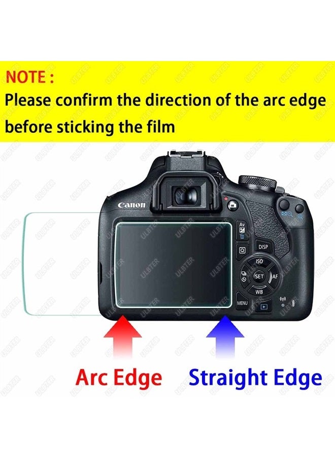 ULBTER حماية شاشة Rebel T7 T6 لكاميرا كانون EOS Rebel T7 T6 T5 DSLR وغطاء الحذاء الساخن، [2+3 عبوة] زجاج مقسى بسمك 0.3 مم وصلابة 9H مضاد للخدش ومضاد لبصمات الأصابع ومضاد للفقاعات - Image 2