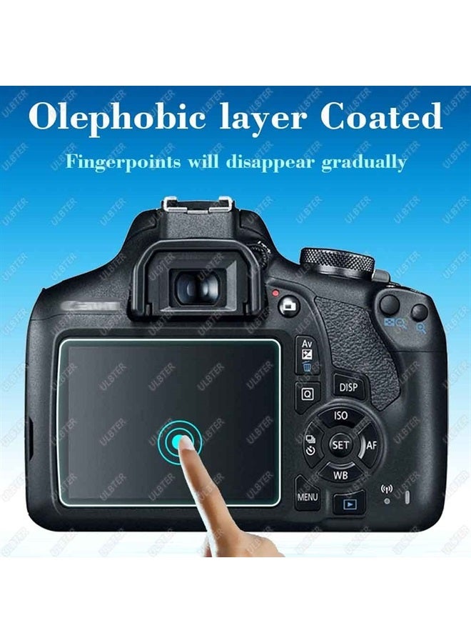 ULBTER حماية شاشة Rebel T7 T6 لكاميرا كانون EOS Rebel T7 T6 T5 DSLR وغطاء الحذاء الساخن، [2+3 عبوة] زجاج مقسى بسمك 0.3 مم وصلابة 9H مضاد للخدش ومضاد لبصمات الأصابع ومضاد للفقاعات - Image 4