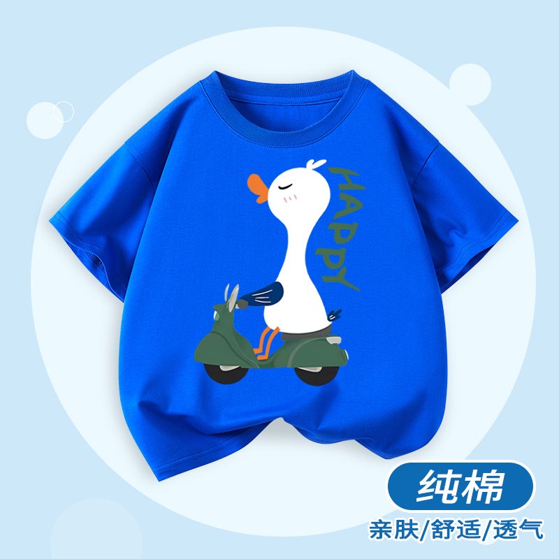Boys Short-Sleeved T-Shirt New Cartoon Printed Children'S Loose Summer Cotton Breathable Top Boys Casual Children'S Wear - Image 4