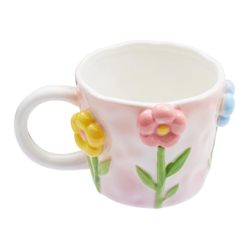 Szoyeay 3D Flower Coffee Mug Colorful Sunflower Ceramic Cup12 oz Cute Handmade MugsChristmas Birthday Surprise for Friends Family or Flower Lovers Colorful Sunflower
