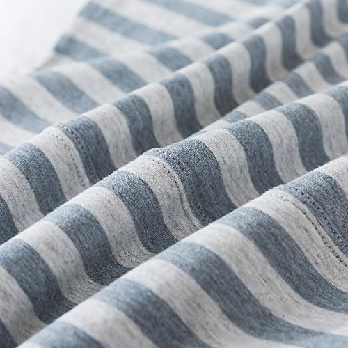H HOUSEHOLD 100% Jersey Knit Cotton Queen Size Pillowcases Set of 2, Super Soft Breathable Pillow Cases for Sleeping, Envelope Closure, Stretchy T-Shirt Fabric (Blue Stripe, Queen Size Pillowcase) - Image 5