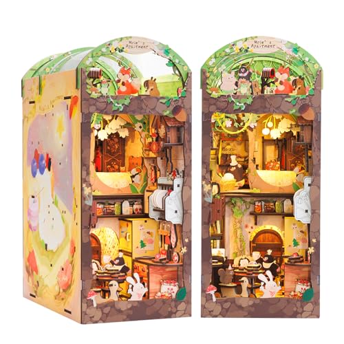 CUTEBEE Book Nook Kit DIY Booknook Miniature House Tiny House 3D Wooden Puzzle Dollhouse Kit for Adults and Teens Bookshelf Insert Decor DIY Craft Gift Model Build - Image 1