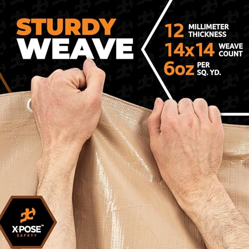 xpose safety غطاء بولي قوي باللون البني - متعدد الاستخدامات للحماية - مقاوم للتآكل، مقاوم للماء، مقاوم للعوامل الجوية، مقاوم للتمزق والقطع - بولي إيثيلين بسماكة 12 ميل إضافية - من Xpose Safety 5' X 7' - Image 5