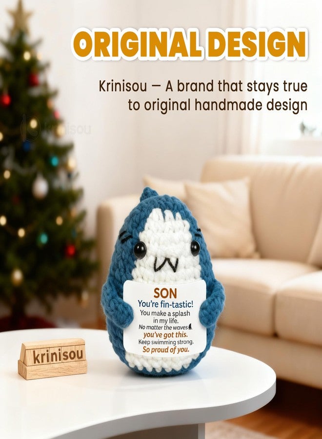 Krinisou Shark Gifts for Son from Mom Dad, I Love You Son Birthday Gifts Presents, Shark Crochet Animals with Insparentional Engagement Messages - Image 2