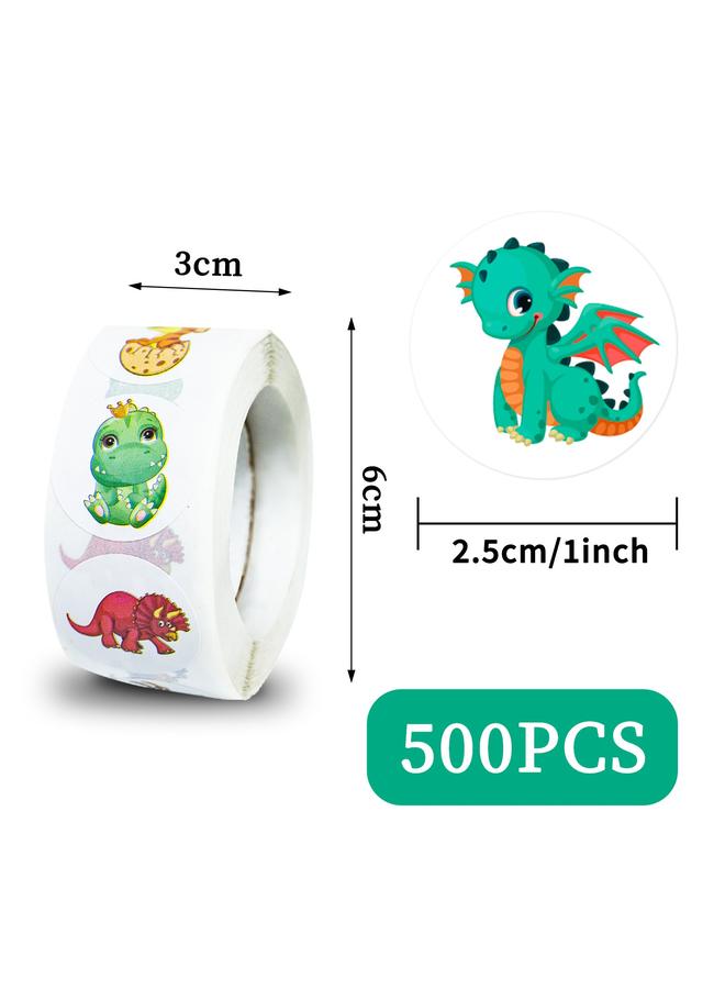 Bluejw 500 Sheets/roll Dinosaur Reward Sticker Cute Cartoon Kindergarten Primary School Children Incentive Sticker - Image 2