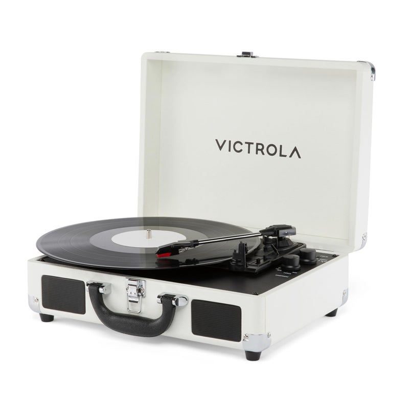 Victrola Journey II (2025 Model) â€“ Bluetooth Suitcase Record Player â€“ Built-in Stereo Speakers with Enhanced Bass, 3-Speed Turntable, Bluetooth Input and Output, RCA & Headphone Outputs (White) - Image 1