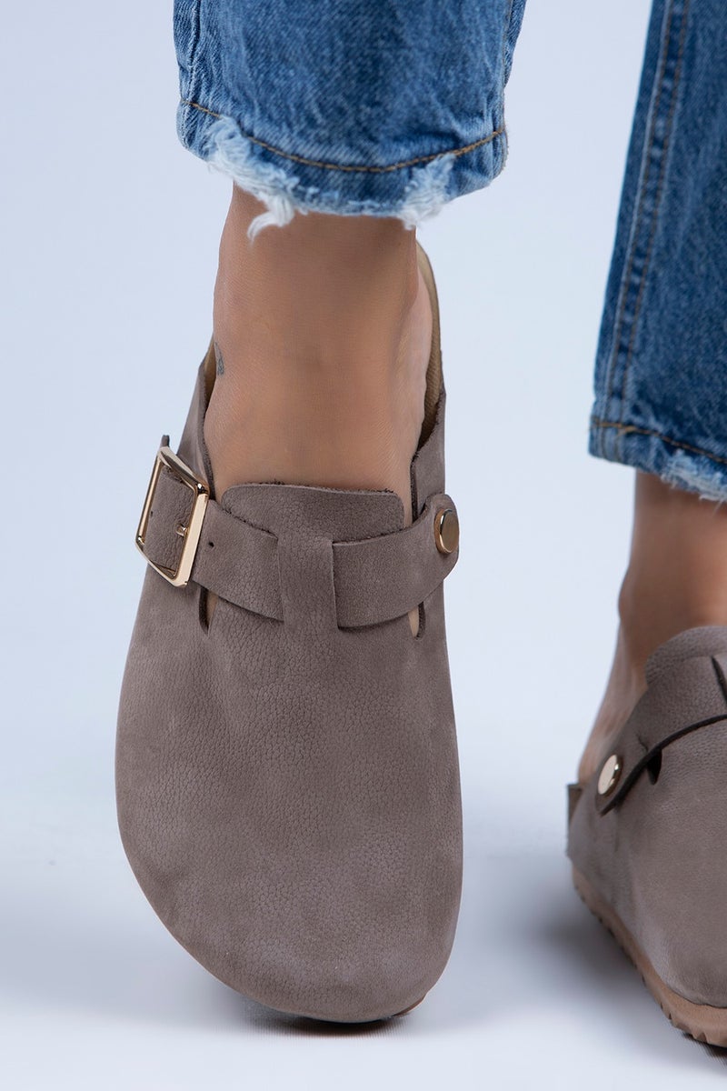 Manijero Manjero Zeta Women's Leather Belt Buckle Mink - Gold Slippers  - Image 3