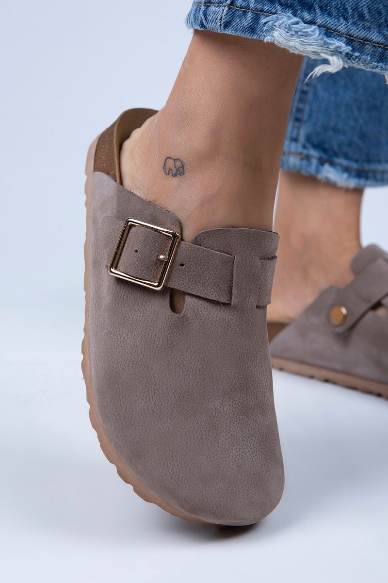 Manijero Manjero Zeta Women's Leather Belt Buckle Mink - Gold Slippers  - Image 5