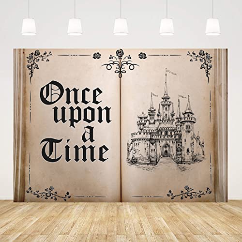 LYCGS 7X5FT Fairy Tale Books Backdrop Once Upon a Time Backdrop Ancient Castle Princess Romantic Photo Background Book Themed Party Background Wedding Birthday Party Decorations Banner X-43 - Image 3