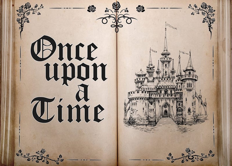 LYCGS 7X5FT Fairy Tale Books Backdrop Once Upon a Time Backdrop Ancient Castle Princess Romantic Photo Background Book Themed Party Background Wedding Birthday Party Decorations Banner X-43 - Image 1