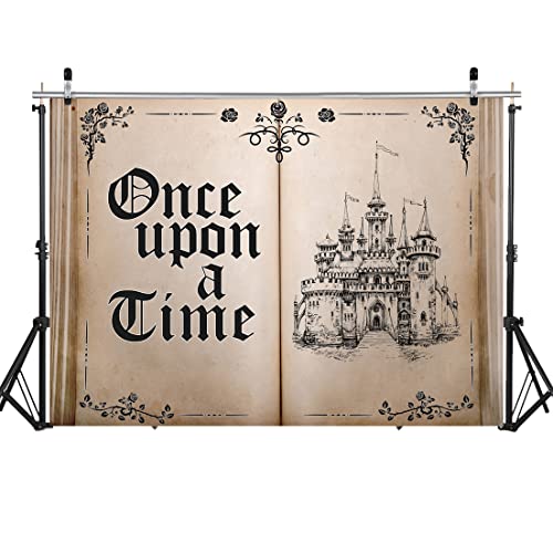LYCGS 7X5FT Fairy Tale Books Backdrop Once Upon a Time Backdrop Ancient Castle Princess Romantic Photo Background Book Themed Party Background Wedding Birthday Party Decorations Banner X-43 - Image 2