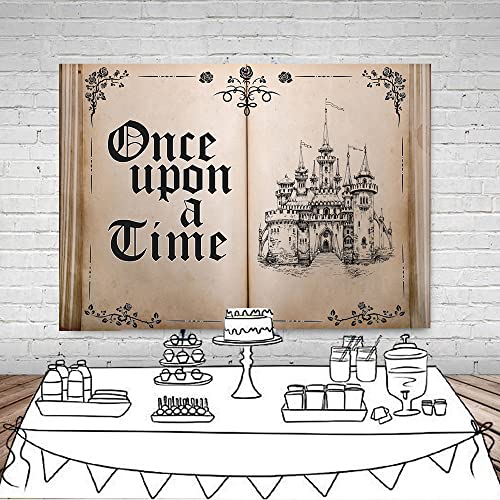 LYCGS 7X5FT Fairy Tale Books Backdrop Once Upon a Time Backdrop Ancient Castle Princess Romantic Photo Background Book Themed Party Background Wedding Birthday Party Decorations Banner X-43 - Image 4
