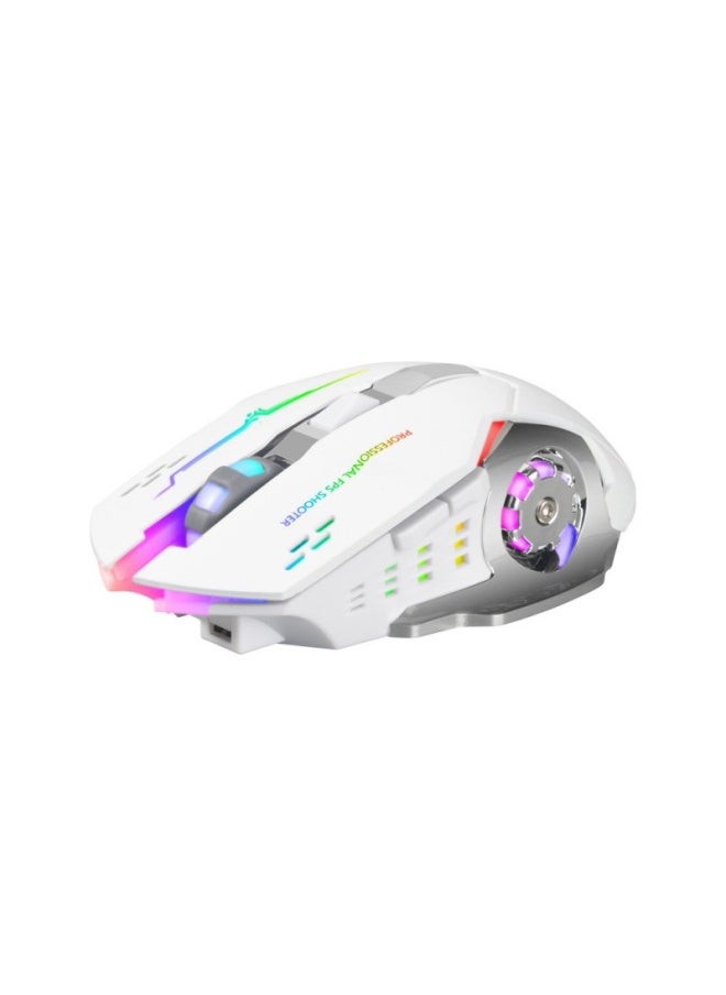 Generic T2 Rechargeable Wireless Mouse Silent Office Gaming Laptop Bluetooth Dual Mode Wireless Mouse-Color:T2 Wireless Black  - Image 4