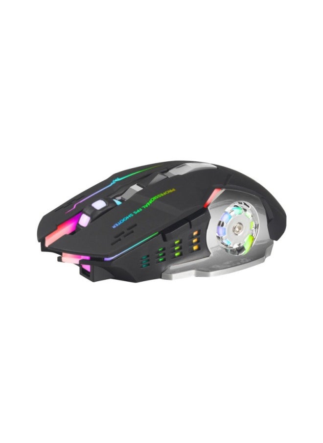 Generic T2 Rechargeable Wireless Mouse Silent Office Gaming Laptop Bluetooth Dual Mode Wireless Mouse-Color:T2 Wireless Black  - Image 1