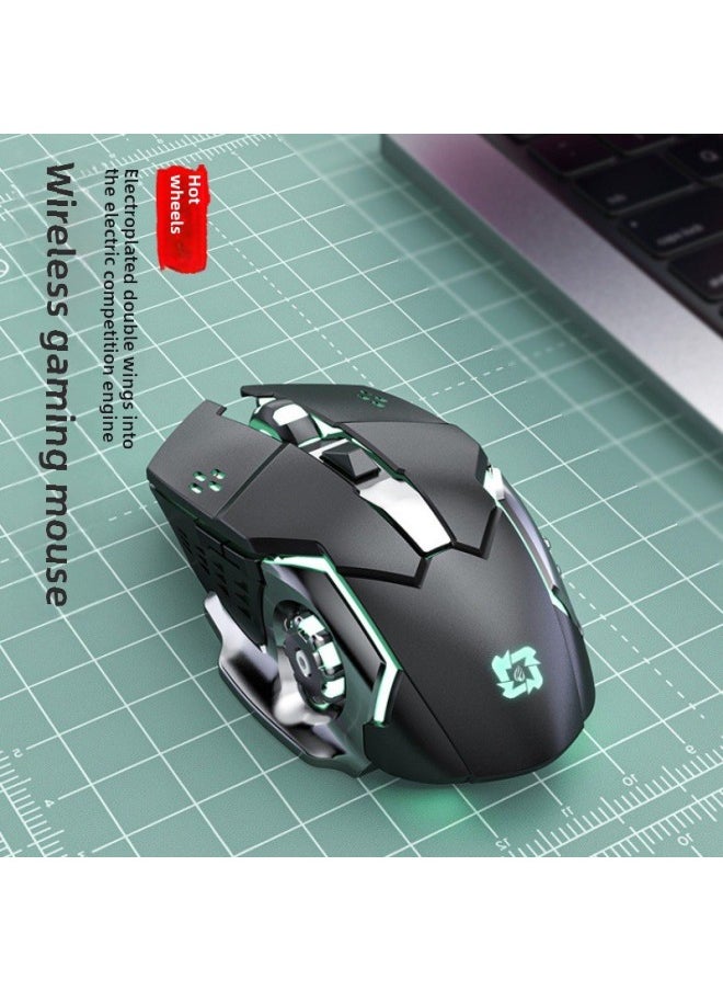 Generic T2 Rechargeable Wireless Mouse Silent Office Gaming Laptop Bluetooth Dual Mode Wireless Mouse-Color:T2 Wireless Black  - Image 2