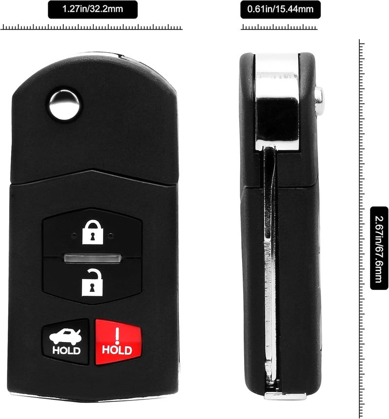 VOFONO 4 Buttons Keyless Entry Remote Car Key Fob for Mazda 3, 6, MX-5 Miata - Image 2
