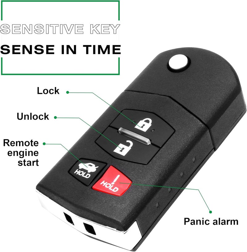 VOFONO 4 Buttons Keyless Entry Remote Car Key Fob for Mazda 3, 6, MX-5 Miata - Image 5
