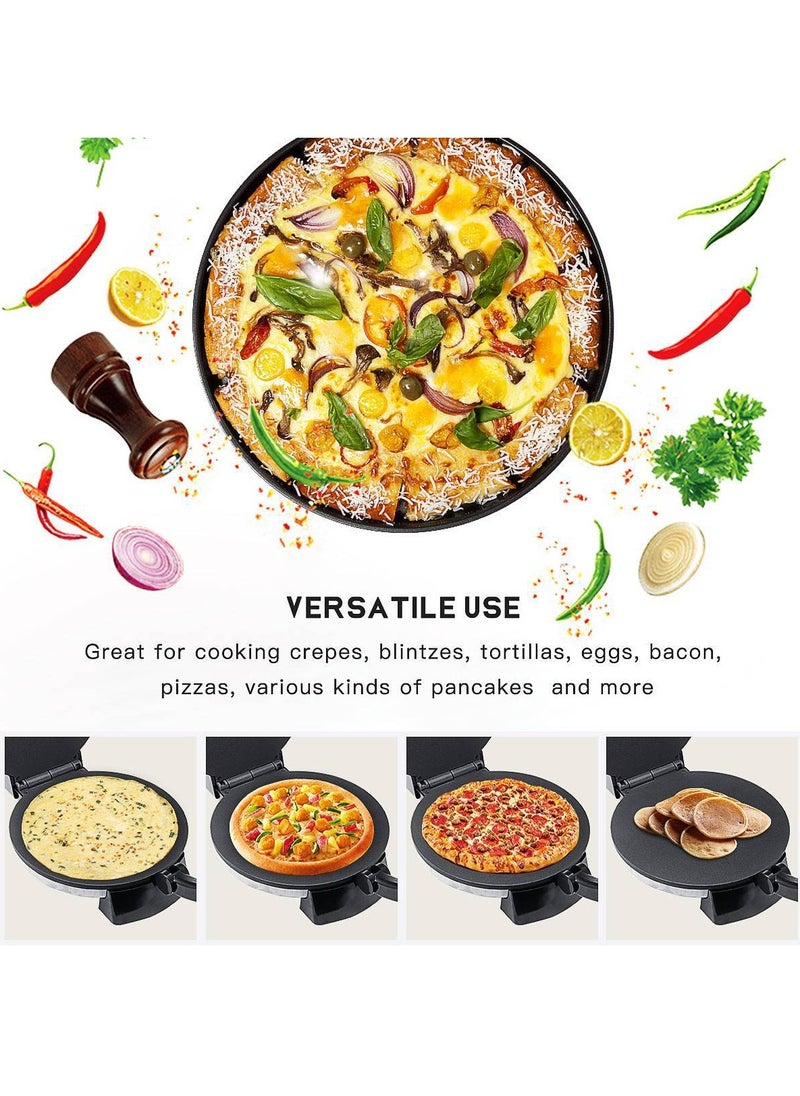 Mini Pancake Maker, Electric Griddle for Individual, Pizza Machine Spring Cake Machine with Indicator Light 2000W Black
