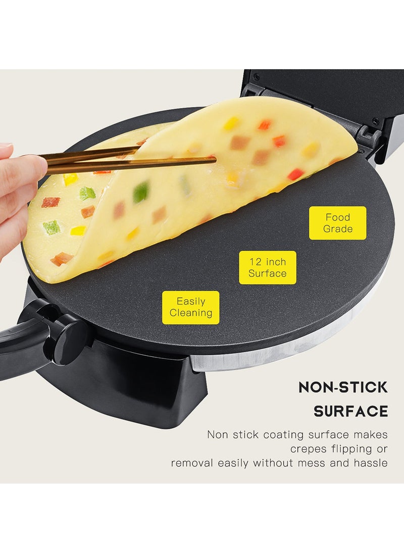 Mini Pancake Maker, Electric Griddle for Individual, Pizza Machine Spring Cake Machine with Indicator Light 2000W Black