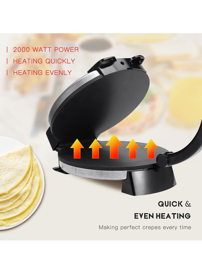 Mini Pancake Maker, Electric Griddle for Individual, Pizza Machine Spring Cake Machine with Indicator Light 2000W Black
