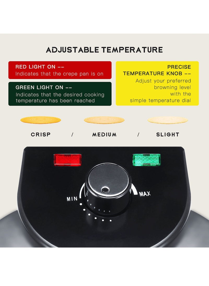 Mini Pancake Maker, Electric Griddle for Individual, Pizza Machine Spring Cake Machine with Indicator Light 2000W Black