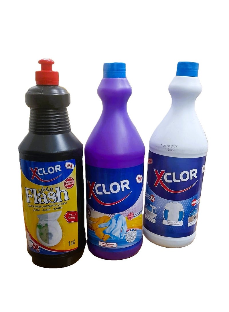 XCLOR Chlorine colors 1 liter + Chlorine 1 liter + Flash 1 liter (offer)