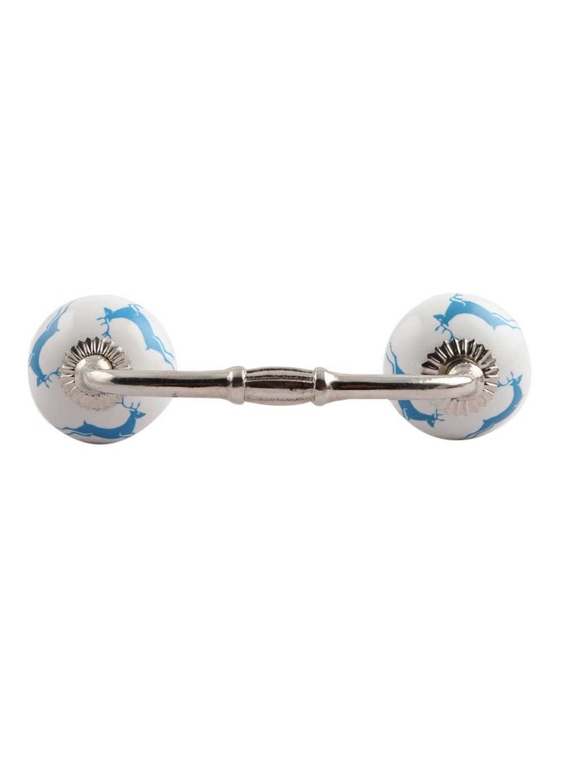 Indian-Shelf IndianShelf 1 Pack Ceramic Turquoise Drawer Pulls T Bar Vintage Kitchen Cabinet Handles Silver Hardware 4 Hole to Hole Dresser Door Handle BH250CK1429 