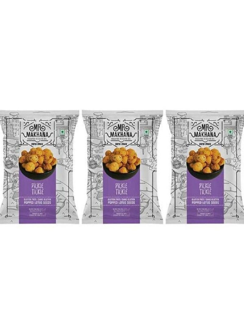 Mr Makhana Pickle Tickle Popped Lotus Seeds 75 Grams Pack of 3 Gluten Free Healthy Snacks  - Image 1