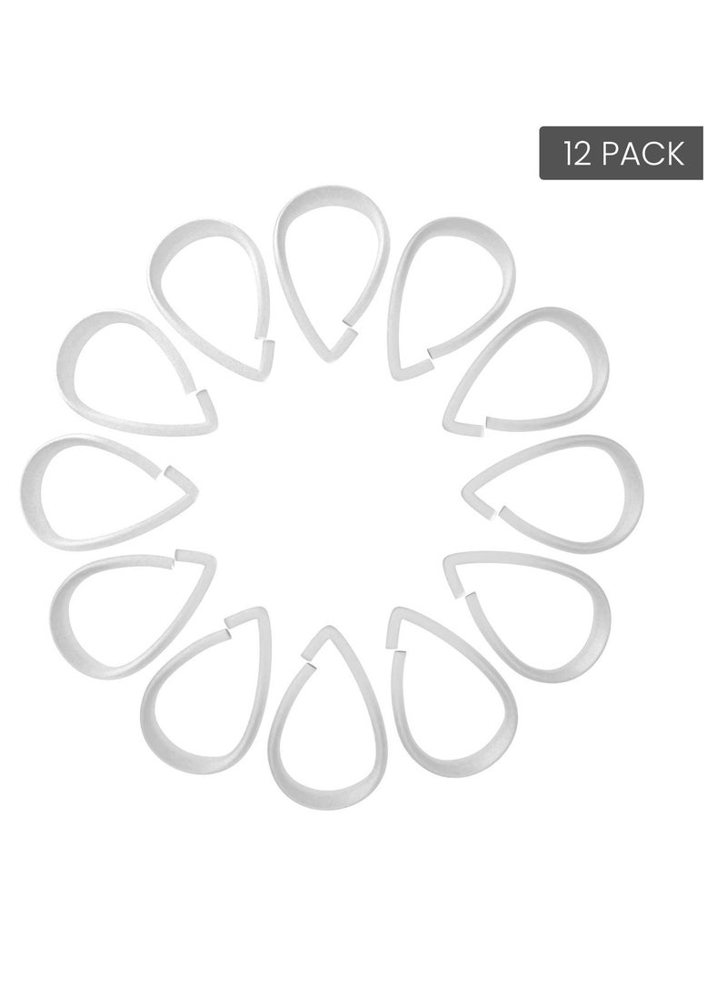 12 Clear Plastic Shower Curtain Hooks Drop Shape for Easy Bathroom Curtain Hanging