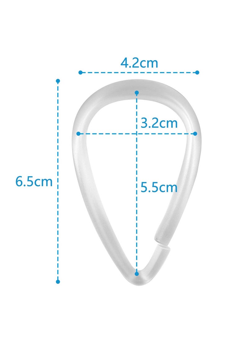 12 Clear Plastic Shower Curtain Hooks Drop Shape for Easy Bathroom Curtain Hanging