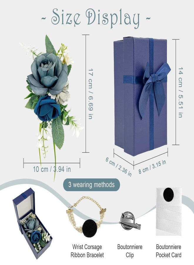 MOASIOP Boutonniere for Men with Blue Rose - Single Pocket Boutonniere for Groom and Groomsmen, Wedding, Anniversary, Prom, Formal Events - 6.7" x 4" - Image 2