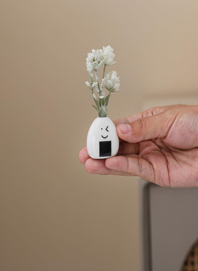 YIASSON 5 PCS Mini Flower Vase, Handmade Japanese Onigiri Rice Ball Mini Vases for Dry Flowers, Cute Small Bud Vases Set, Kawaii Decor Small Ceramic Vase, Cute Ceramic Little Trinkets for Bookshelf Decor - Image 3