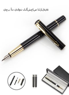 Beyond Fountain Pen Set with Gift Box, Refillable High End Business Signature Pen, 0.5MM Classic Metal Pen for Men and Women Writing (Black)  - Image 1