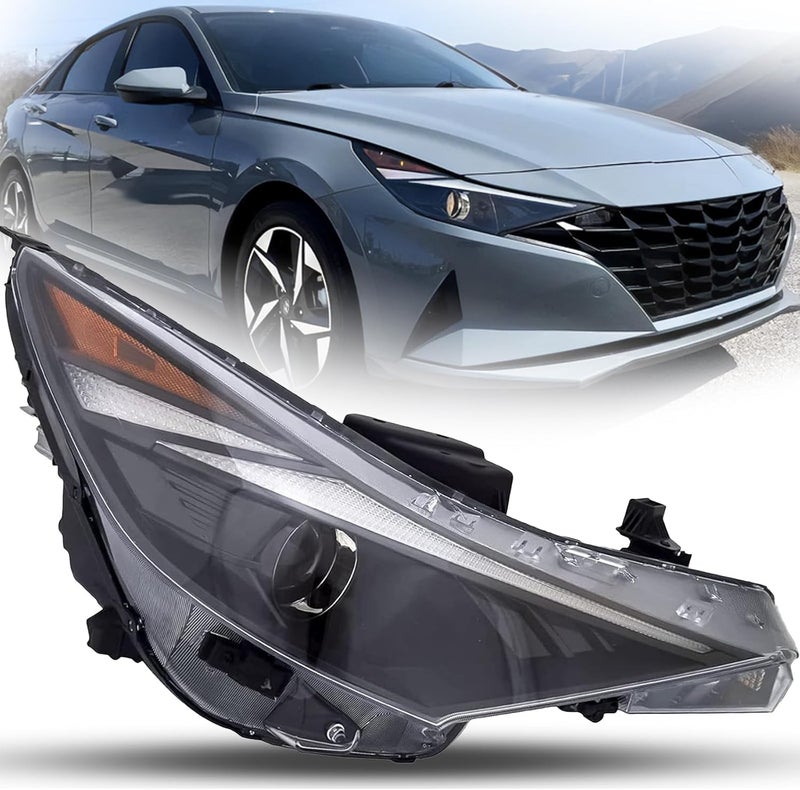 ALLIGATOR AUTO LIGHTS مجموعة مصابيح أمامية ALLIGATOR AUTO LIGHTS لهيونداي إيلانtra 2021-2023 - الجانب الأيمن/الركاب مع المصابيح و LED DRL - Image 1