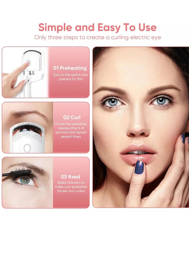 DIGI CORE Heated Eyelash Curler With USB Fast Heat Up Long-Lasting C-Shaped Rechargeable Electric Eyelash Curler Safe Anti-Burn Lash Curler Quick Natural Curling Eye Lashes Naturally Lashes Curling Clip Pink - Image 4