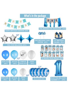 1St Birthday Boy Decorations 66Pcs Blue 1St Birthday Decorations For Boy With 12 Months Photo Banner, 1St Birthday Baby Crown, Cake Topper, 1St Birthday Highchair Banner - pzsku/ZB2ACA2C1A5BB5C338781Z/45/_/1727695698/a59198a2-7161-41c5-ab0b-7123321d9909