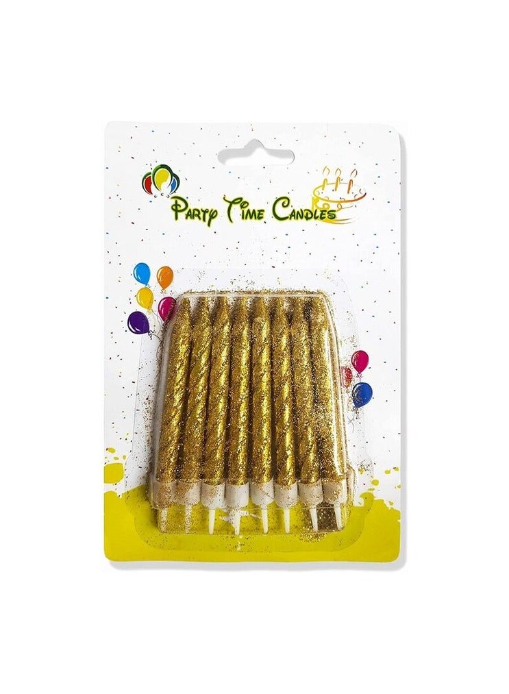 Party Time 8-Pieces Gold Glittery Birthday Candle Kids Adult Birthday Cake Decoration Candles - Glittery Pink Candles Cake Topper Birthday Party Decorations