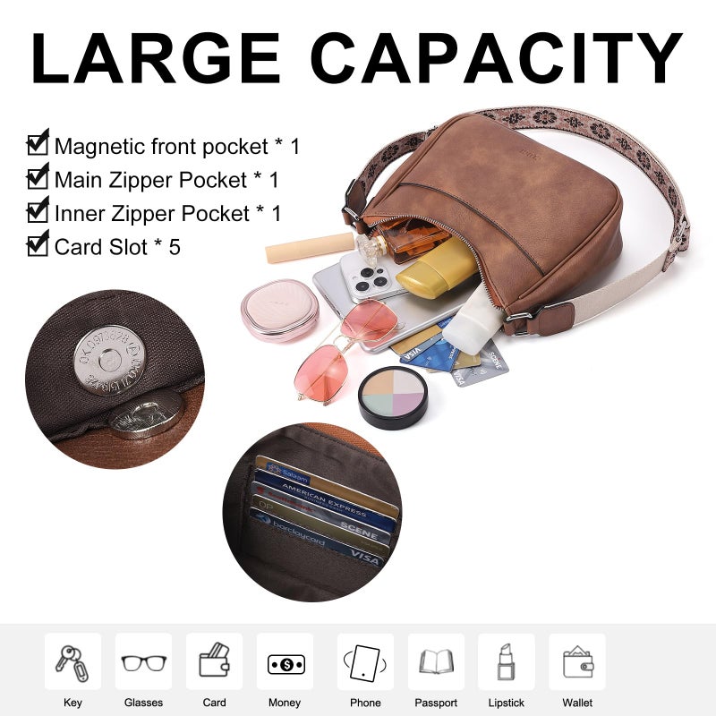 CLUCI Crossbody Purses for Women, Leather Crescent Bags Crossbody with Adjustable Strap, Women's Shoulder Handbags - Image 3