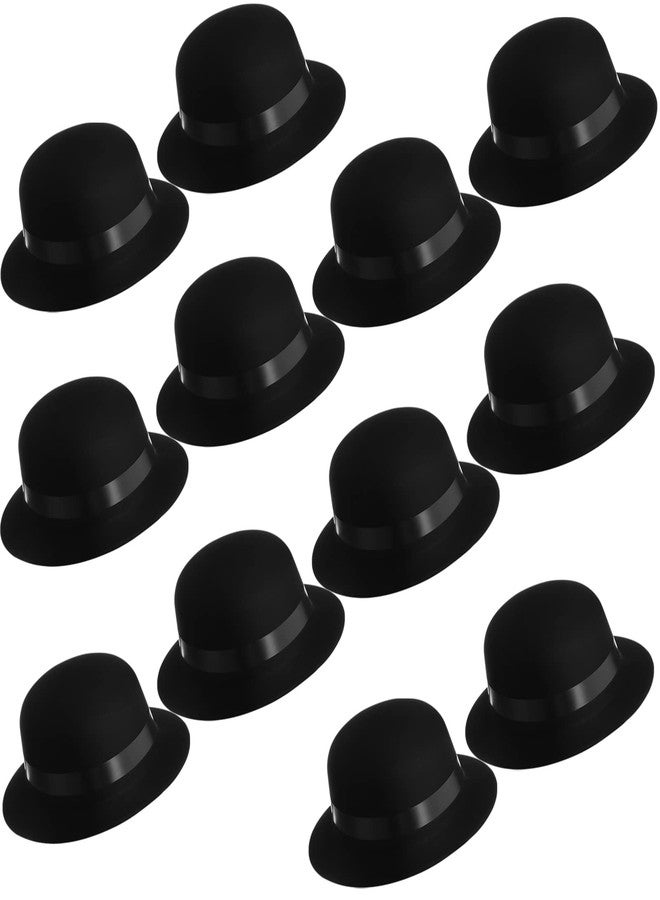 Jiuguva 12 Pieces Black Bowler Derby Hats Bulk 1920s Party Supplies, Plastic Bowler Cap, 1920s Party Dress Derby Cap for Adults Unisex Costume Party Hats for Halloween, Masquerades Party - Image 1