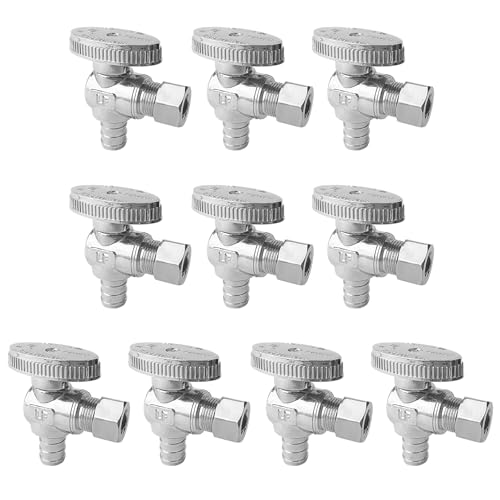 SUNGATOR 10Pack Angle Stop Valve 12 PEX x 38 OD Compression Quarter Turn Chrome Plated 12 inch Pex Shut Off Valves for Faucet and Toilet UPC Certified - Image 1