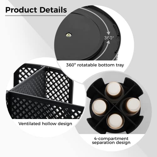 BATTIPAW Rotatable Cup and Lid Organizer with 4 Compartments, Coffee Cup Dispenser, Paper Cup Storage Holder, for Countertop Bathroom Kitchen Bedroom Coffee Shop (Black) - Image 3